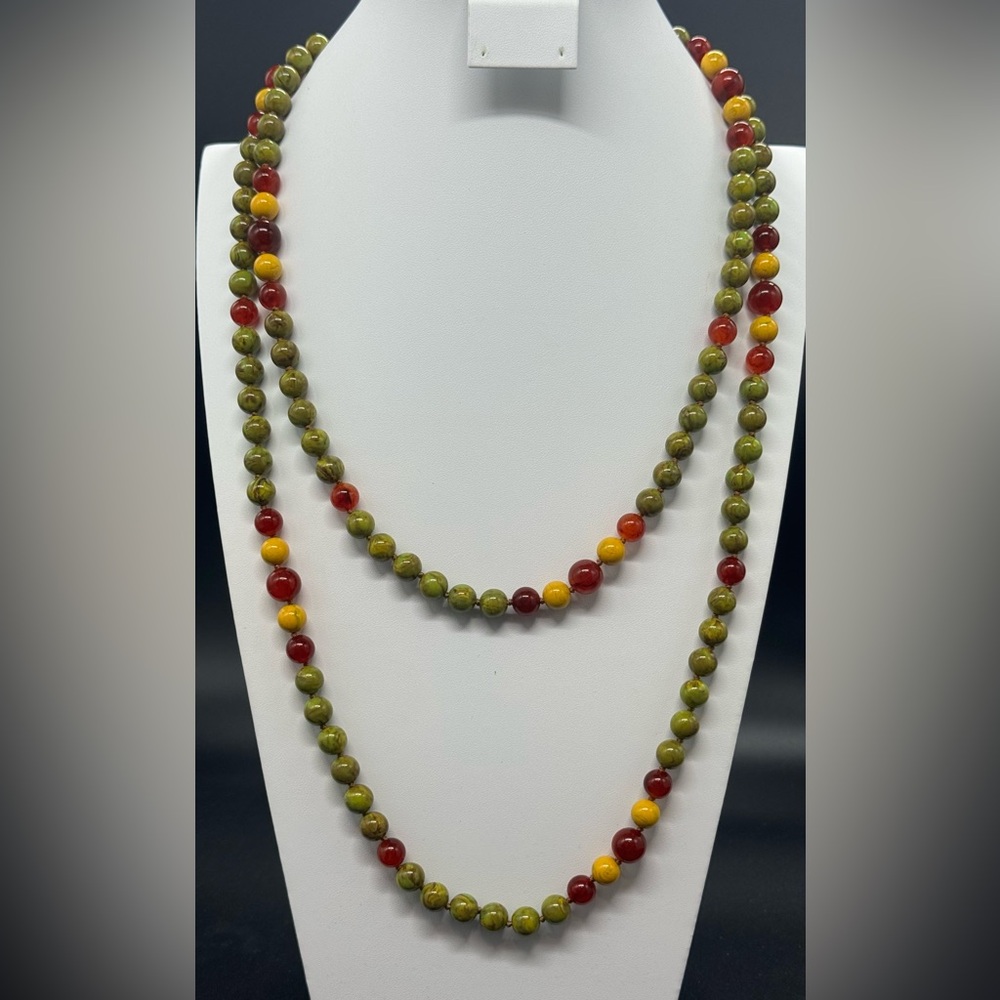 Vintage Boho Joan Rivers Czech Opera Length Multi color Beaded Neck NWOT
